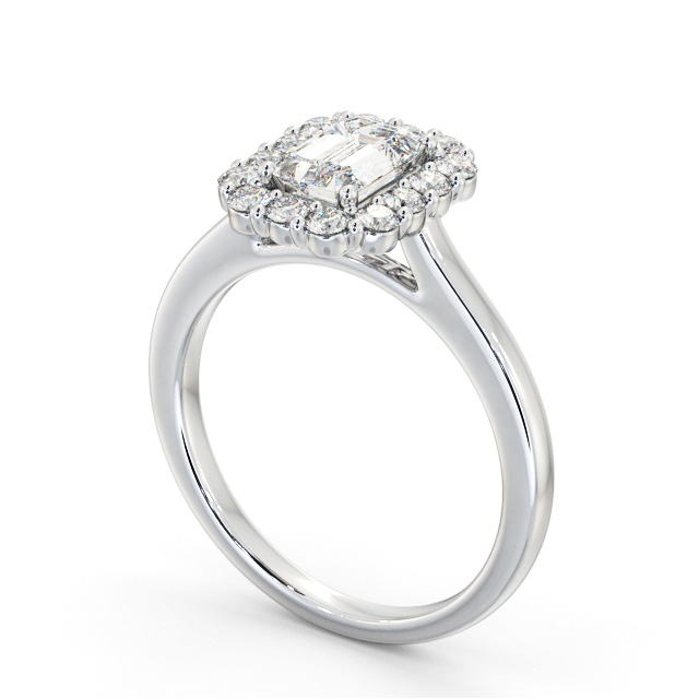 Halo Emerald Diamond Engagement Ring Palladium - Hulme ENEM52_WG_SIDE