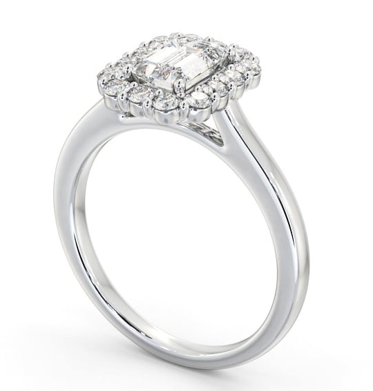  Halo Emerald Diamond Engagement Ring 9K White Gold - Hulme ENEM52_WG_THUMB1 