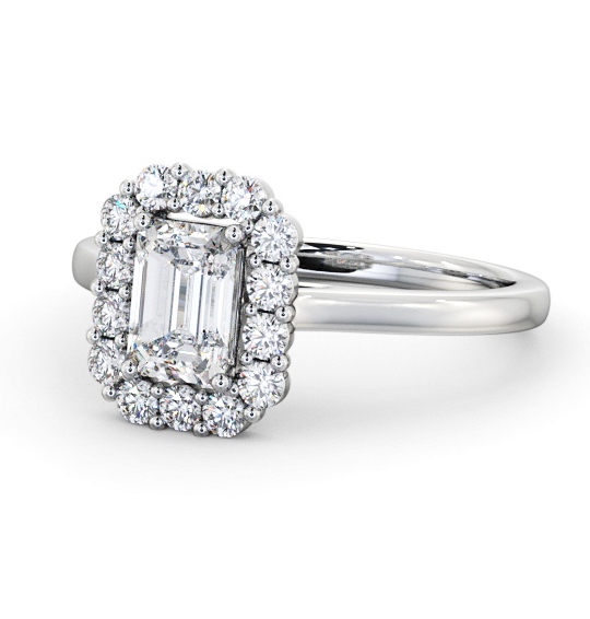  Halo Emerald Diamond Engagement Ring 9K White Gold - Hulme ENEM52_WG_THUMB2 