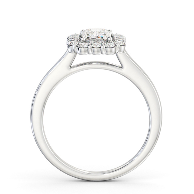 Halo Emerald Diamond Engagement Ring Palladium - Hulme ENEM52_WG_UP