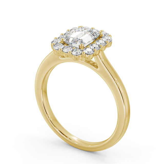Halo Emerald Diamond Engagement Ring 18K Yellow Gold - Hulme ENEM52_YG_SIDE