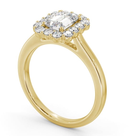  Halo Emerald Diamond Engagement Ring 9K Yellow Gold - Hulme ENEM52_YG_THUMB1 
