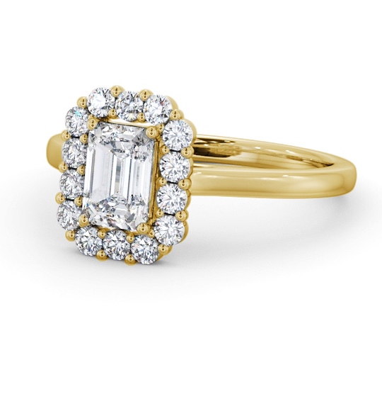  Halo Emerald Diamond Engagement Ring 18K Yellow Gold - Hulme ENEM52_YG_THUMB2 