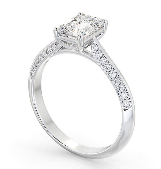 Emerald Diamond Engagement Ring Palladium Solitaire With Side Stones - Bauer ENEM52S_WG_THUMB1