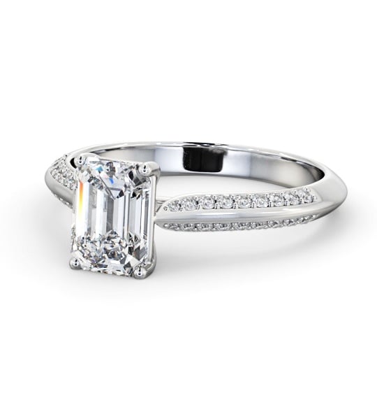  Emerald Diamond Engagement Ring Palladium Solitaire With Side Stones - Bauer ENEM52S_WG_THUMB2 