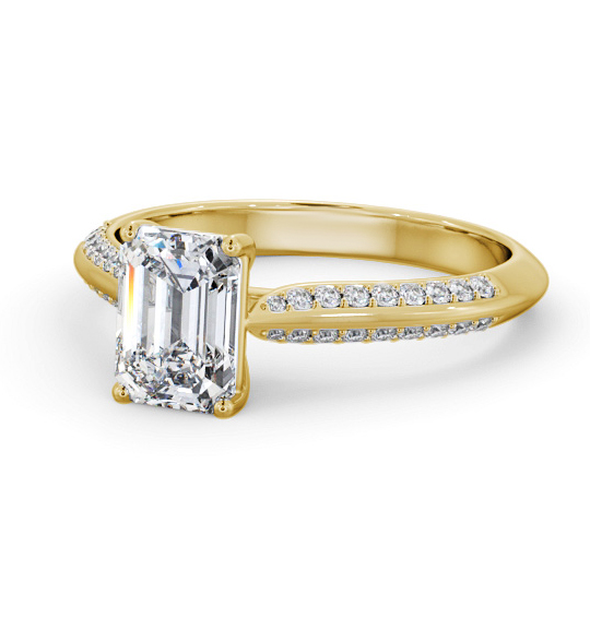 Bauer Emerald Diamond Engagement Ring Side Stones Knife Edge Band ENEM52S_YG_THUMB2 