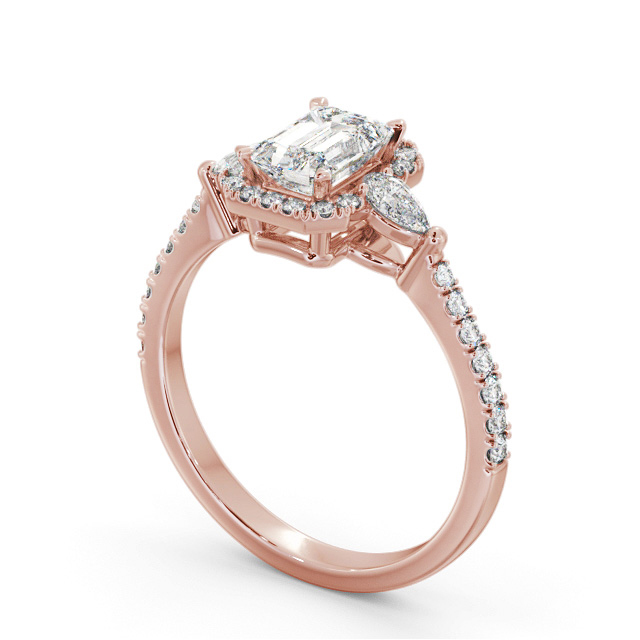 Halo Emerald Diamond Engagement Ring 9K Rose Gold - Halle ENEM53_RG_SIDE