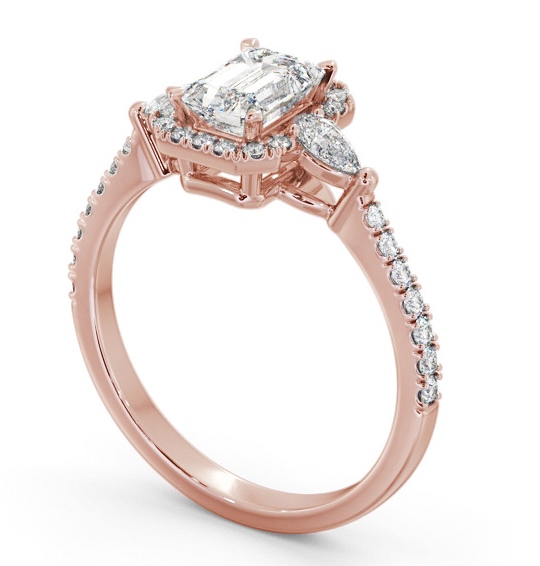  Halo Emerald Diamond Engagement Ring 18K Rose Gold - Halle ENEM53_RG_THUMB1 