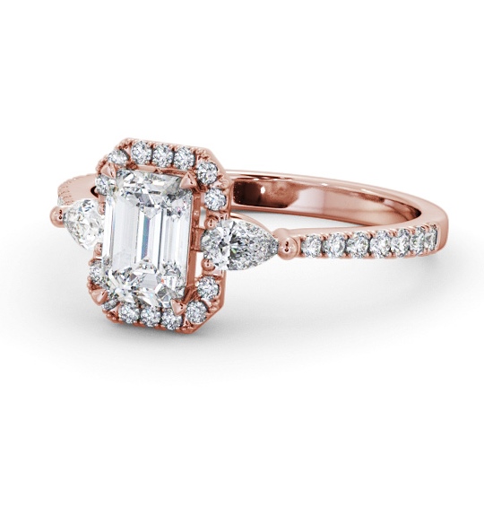 Halo Emerald with Pear Diamond Engagement Ring 9K Rose Gold ENEM53_RG_THUMB2 