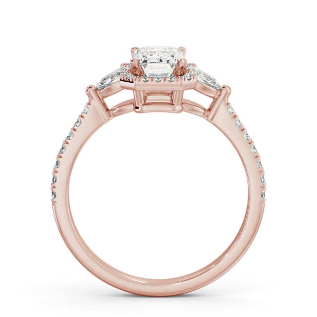 Halo Emerald Diamond Engagement Ring 9K Rose Gold - Halle ENEM53_RG_UP