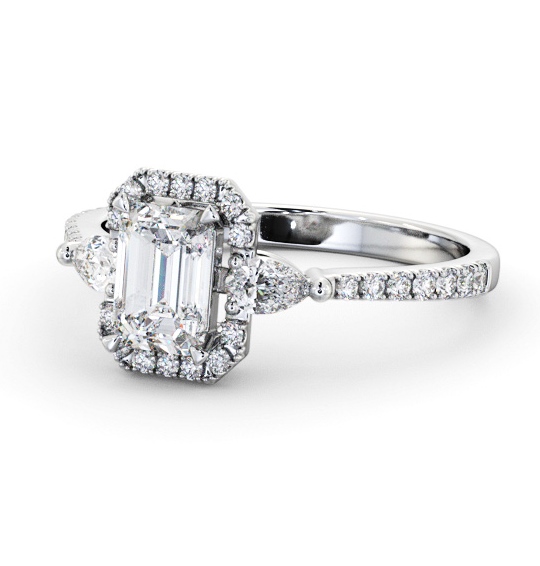  Halo Emerald Diamond Engagement Ring 9K White Gold - Halle ENEM53_WG_THUMB2 
