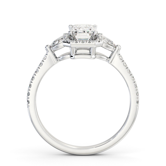 Halo Emerald Diamond Engagement Ring 18K White Gold - Halle ENEM53_WG_UP