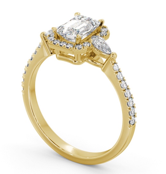  Halo Emerald Diamond Engagement Ring 18K Yellow Gold - Halle ENEM53_YG_THUMB1 