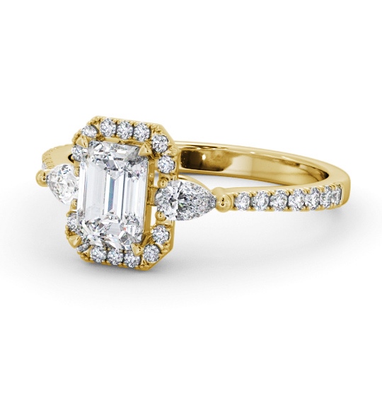  Halo Emerald Diamond Engagement Ring 18K Yellow Gold - Halle ENEM53_YG_THUMB2 