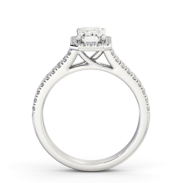 Halo Emerald Diamond Engagement Ring 9K White Gold - Zora ENEM54_WG_UP