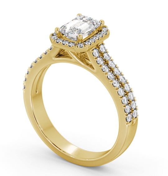  Halo Emerald Diamond Engagement Ring 9K Yellow Gold - Zora ENEM54_YG_THUMB1 