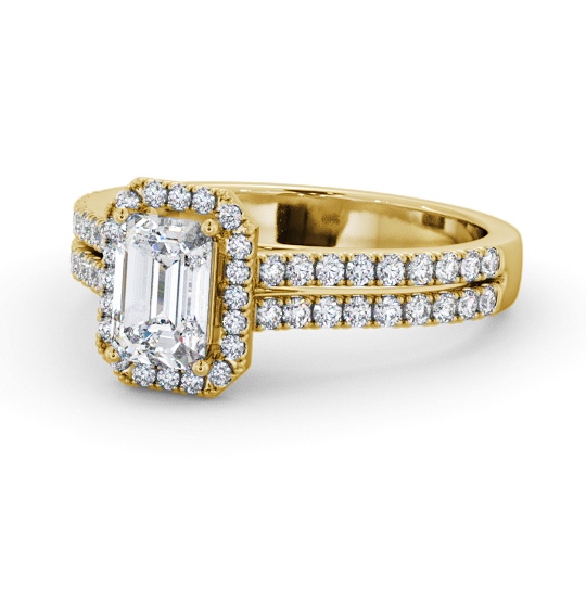  Halo Emerald Diamond Engagement Ring 18K Yellow Gold - Zora ENEM54_YG_THUMB2 