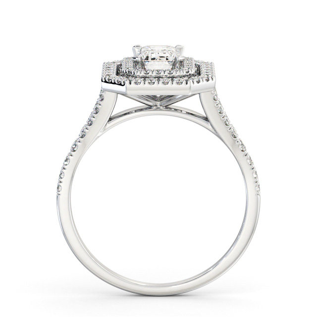 Halo Emerald Diamond Engagement Ring 9K White Gold - Hillam ENEM55_WG_UP
