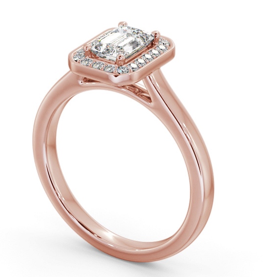 Emerald Diamond with A Channel Set Halo Engagement Ring 9K Rose Gold ENEM56_RG_THUMB1 