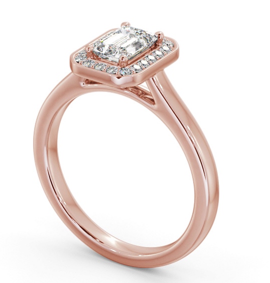 Emerald Diamond with A Channel Set Halo Engagement Ring 9K Rose Gold ENEM56_RG_THUMB1