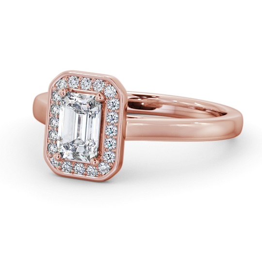 Emerald Diamond with A Channel Set Halo Engagement Ring 9K Rose Gold ENEM56_RG_THUMB2 