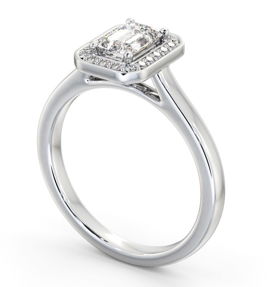 Halo Emerald Diamond Engagement Ring 18K White Gold - Emme ENEM56_WG_THUMB1
