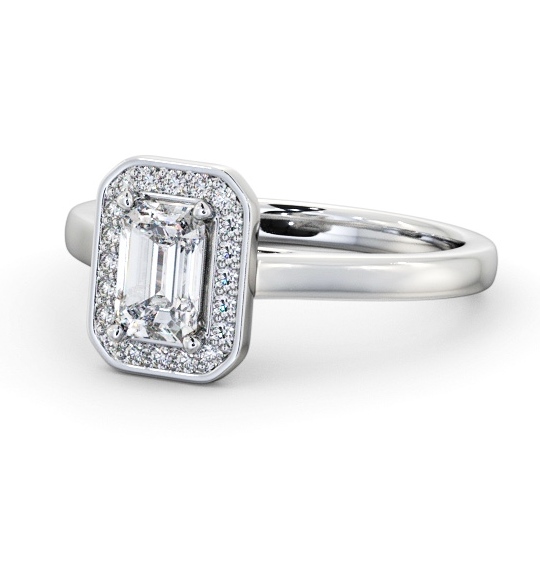  Halo Emerald Diamond Engagement Ring 9K White Gold - Emme ENEM56_WG_THUMB2 