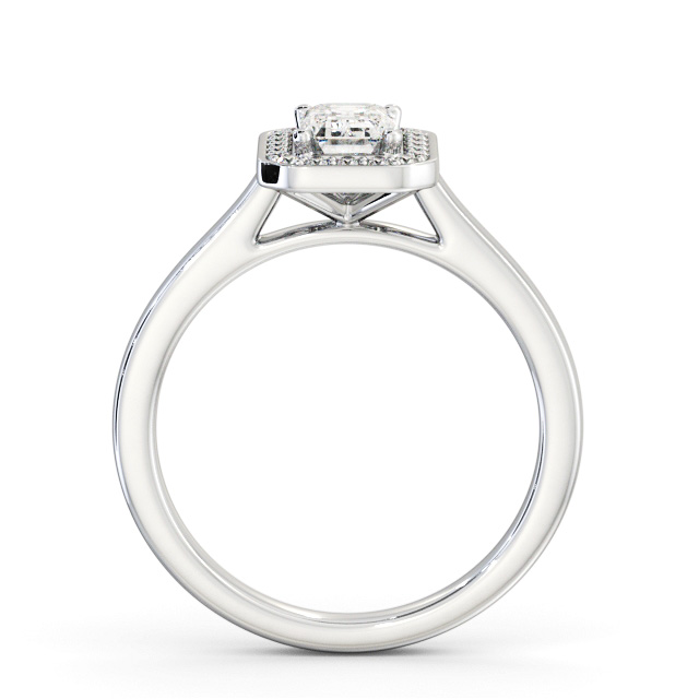 Halo Emerald Diamond Engagement Ring 18K White Gold - Emme ENEM56_WG_UP