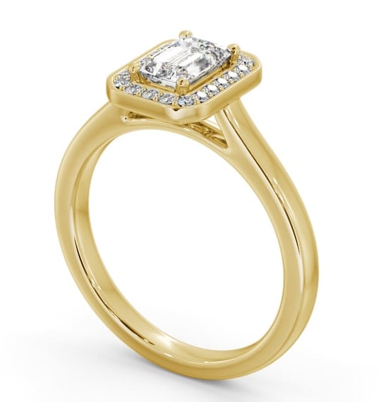  Halo Emerald Diamond Engagement Ring 18K Yellow Gold - Emme ENEM56_YG_THUMB1 