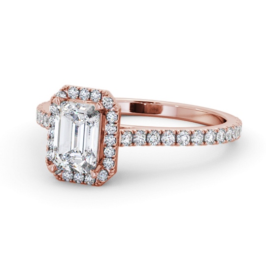 Halo Emerald Diamond Engagement Ring 9K Rose Gold - Rhodes ENEM57_RG_THUMB2 
