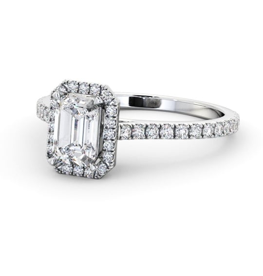  Halo Emerald Diamond Engagement Ring 9K White Gold - Rhodes ENEM57_WG_THUMB2 