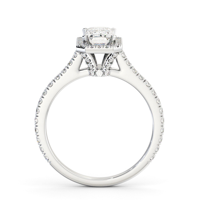 Halo Emerald Diamond Engagement Ring 18K White Gold - Rhodes ENEM57_WG_UP