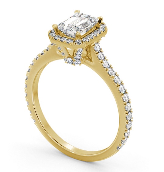  Halo Emerald Diamond Engagement Ring 9K Yellow Gold - Rhodes ENEM57_YG_THUMB1 