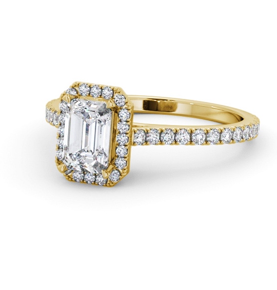  Halo Emerald Diamond Engagement Ring 9K Yellow Gold - Rhodes ENEM57_YG_THUMB2 