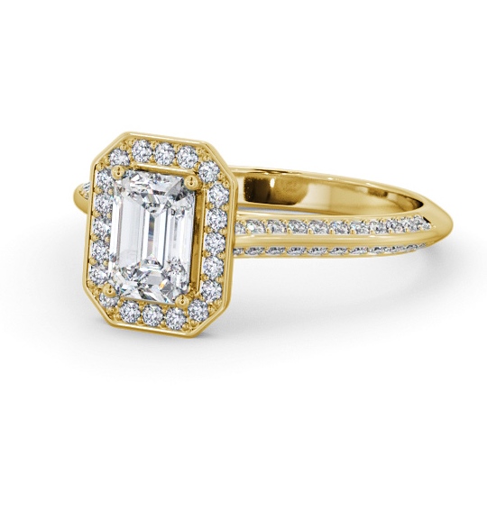  Halo Emerald Diamond Engagement Ring 18K Yellow Gold - Ariella ENEM58_YG_THUMB2 