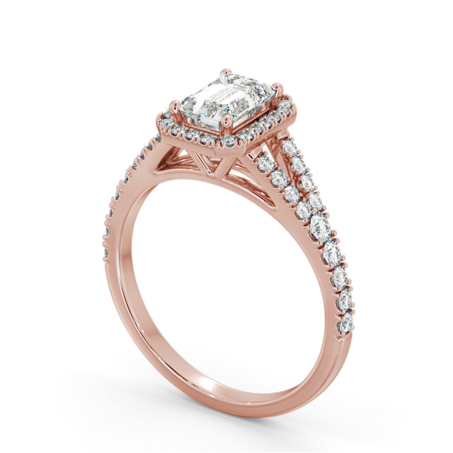 Halo Emerald Diamond Engagement Ring 9K Rose Gold - Tianna ENEM59_RG_SIDE