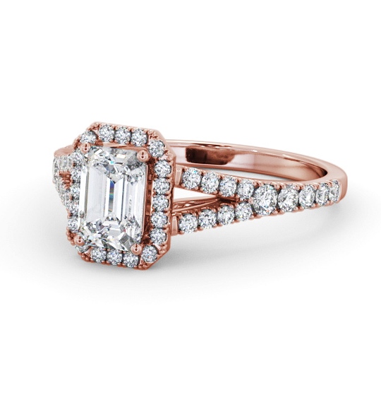 Halo Emerald Diamond Split Band Engagement Ring 9K Rose Gold ENEM59_RG_THUMB2 