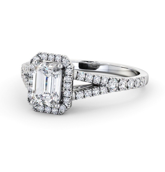  Halo Emerald Diamond Engagement Ring 9K White Gold - Tianna ENEM59_WG_THUMB2 