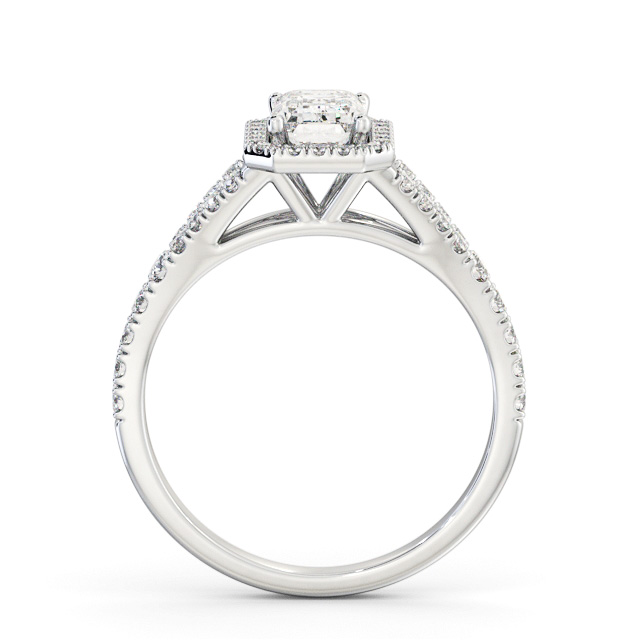 Halo Emerald Diamond Engagement Ring 9K White Gold - Tianna ENEM59_WG_UP