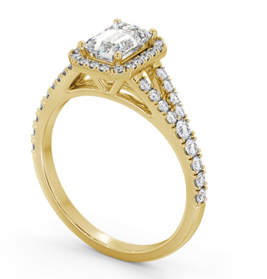  Halo Emerald Diamond Engagement Ring 18K Yellow Gold - Tianna ENEM59_YG_THUMB1 