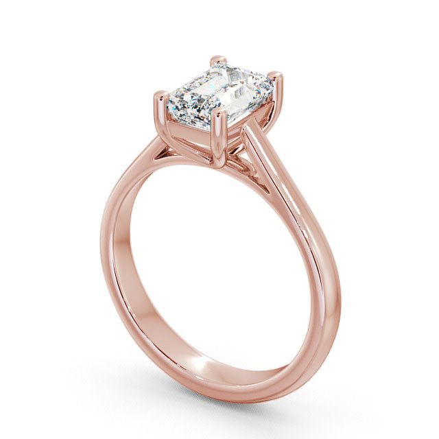 Emerald Diamond Engagement Ring 9K Rose Gold Solitaire - Braidley