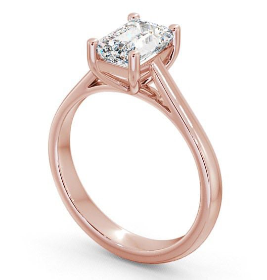Emerald Diamond Tapered Band Engagement Ring 18K Rose Gold Solitaire ENEM5_RG_THUMB1
