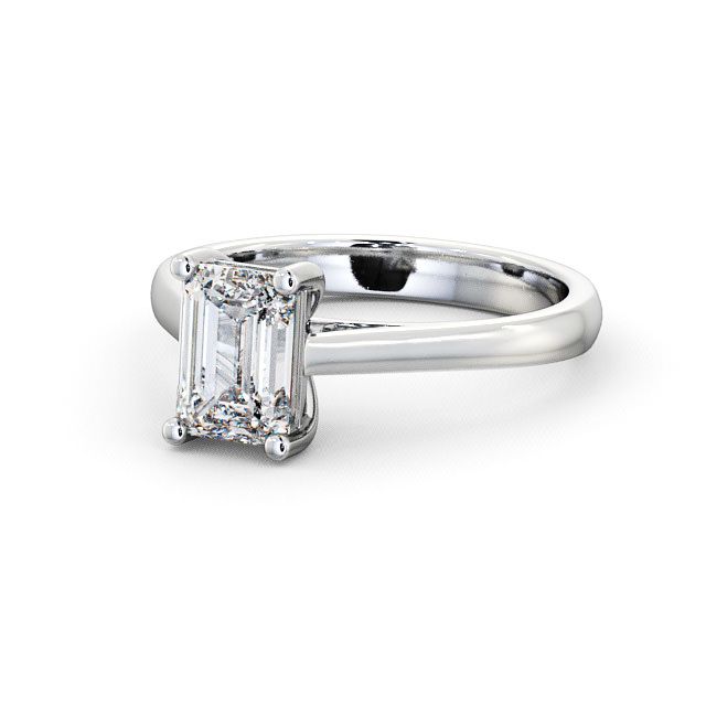 Emerald Diamond Engagement Ring Palladium Solitaire - Braidley ENEM5_WG_FLAT