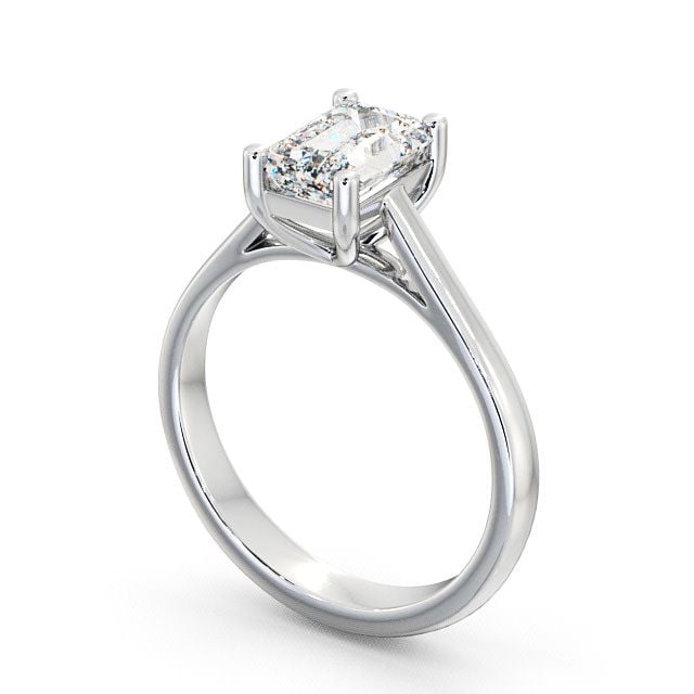 Emerald Diamond Engagement Ring 18K White Gold Solitaire - Braidley