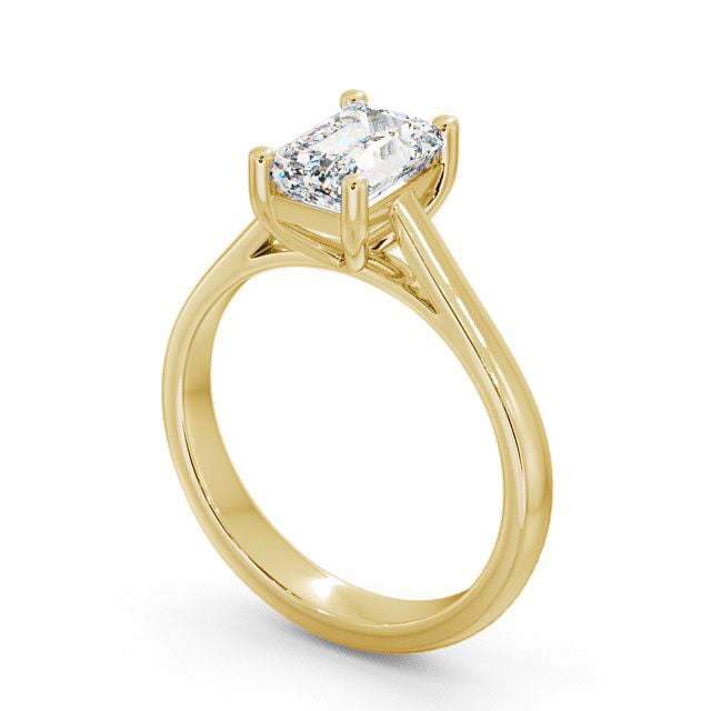 Emerald Diamond Engagement Ring 18K Yellow Gold Solitaire - Braidley