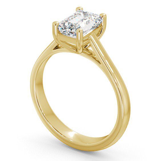 Emerald Diamond Tapered Band Engagement Ring 18K Yellow Gold Solitaire ENEM5_YG_THUMB1 