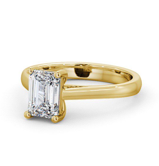  Emerald Diamond Engagement Ring 9K Yellow Gold Solitaire - Braidley ENEM5_YG_THUMB2 