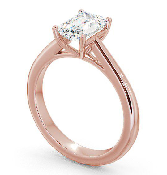 Emerald Diamond Classic Style Engagement Ring 9K Rose Gold Solitaire ENEM6_RG_THUMB1