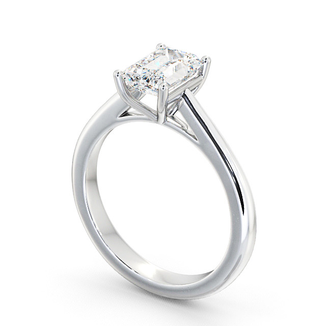 Emerald Diamond Engagement Ring 9K White Gold Solitaire - Monea ENEM6_WG_SIDE