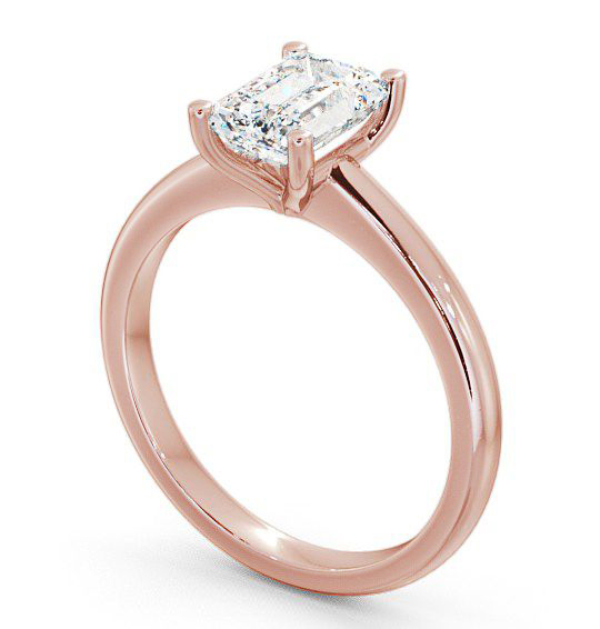 Emerald Diamond Sleek Design Engagement Ring 9K Rose Gold Solitaire ENEM7_RG_THUMB1